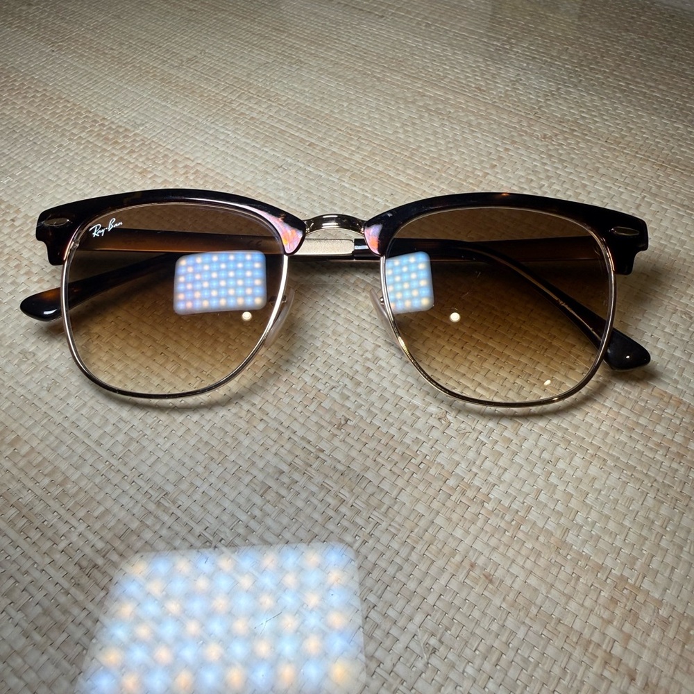 Ray-Ban Clubmaster RB3716 Gold Tortoise Sunglasses 51-21 Made in Italy